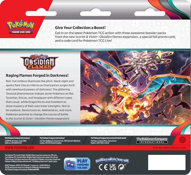 Pokemon Scarlet and Violet Obsidian Flames 3 Pack Booster Blister Image 6